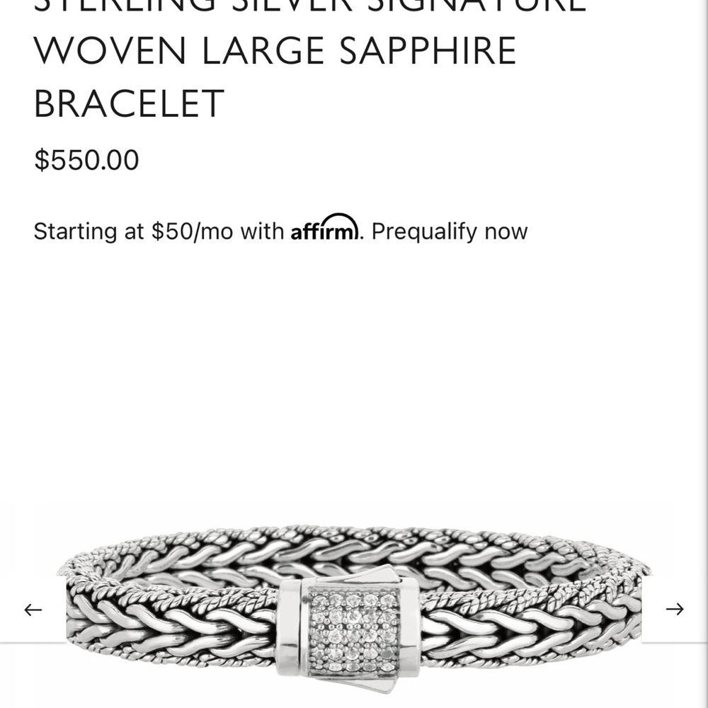 phillip gavriel. STERLING SILVER SIGNATURE WOVEN LARGE SAPPHIRE BRACELET